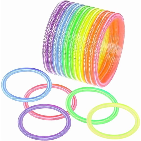 ArtCreativity 12-pack Neon Spring Bracelets – Elastic Plastic Wristbands for Kids 3 & Adults – Fun Party Favors, Carnival Prizes, Gifts
