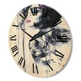 thumbnail image 3 of Designart 'Monochrome Female Portrait With Colorful Makeup' Modern Wood Wall Clock, 3 of 5