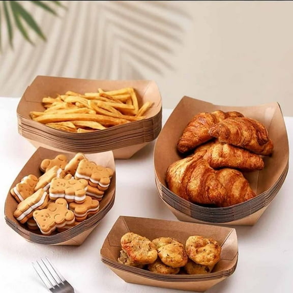 Dtchengua 100pcs Disposable Food Grade Kraft Paper Box - Greaseproof Open-Top Container for Chicken, Fries & Rice, Eco-Friendly Takeout Storage (6.1x4 Inch)