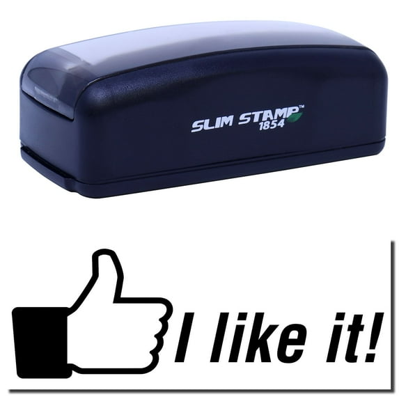 Large Pre-Inked I like it Stamp, Slim 1854, Ultra Slim Design, Impression Size 1-13/16" by 2-1/2", Up to 25,000 Impressions - Black Ink