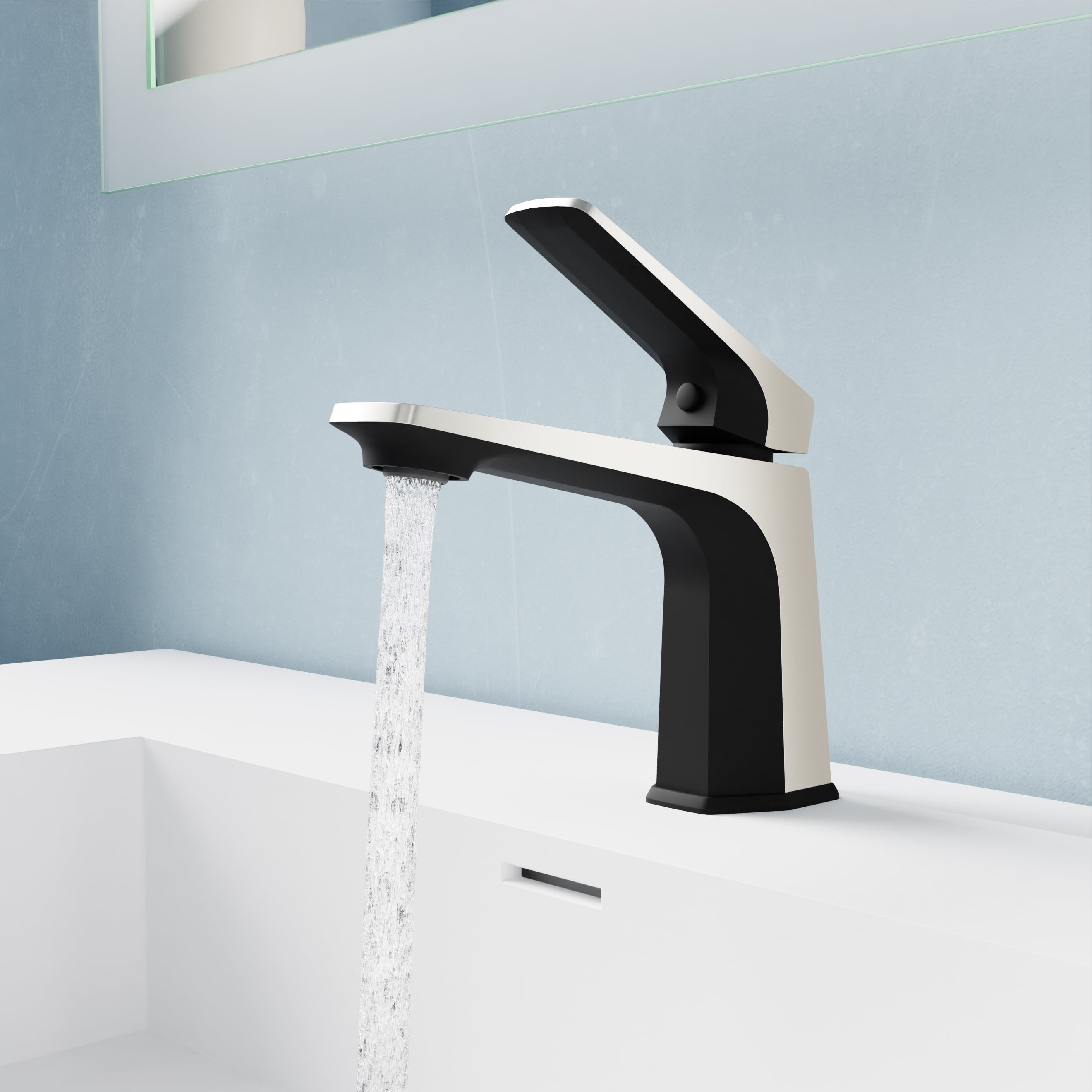 ANZZI Single Handle Single Hole Bathroom Faucet With Pop-up Drain in Matte Black & Brushed Nickel