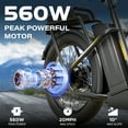 thumbnail image 6 of Caroma Peak 560W Electric Scooter with Seat, 20" Fat Tire Electric Scooter Adults 36V Removable Battery, Up to 15Miles & 20MPH, Foldable Adult Electric Scooter for Commuting with Basket&2 Seater, 6 of 9