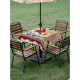 thumbnail image 4 of Outdoor Tablecloths with Umbrella Hole & Zipper, Red Gnomes 60x60 Inch Square Tablecloths, Spring Daisy Wildflowers Farmhouse Wooden Plank Waterproof Table Cloth, Patio/Pool/Picnic Table Covers, 4 of 8