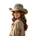 thumbnail image 5 of Western Cowboy Hat for Men Women Khak Cowboy Country Unisex Halloween Classic Roll Up Fedora Hat, 5 of 5