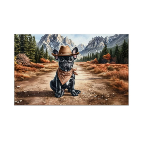 Welcome Fall Western Cowboy French Bulldog Enjoys Majestic Autumn Doormat Dog Lover Gifts Indoor Outdoor Welcome Mat - 01007