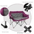 thumbnail image 5 of Folding Loveseat Camping Chair Portable Double Duo Full Padded Garden Chair for 2 Person Sofa w/ 2 Cup HolderWine Glass Holder Mesh Storage Support 500lbs for Picnic Beach Travel Purple, 5 of 7
