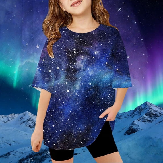lnmuld Boys Girls Graphic Print Short Sleeve Crew Neck Tee Casual Loose Fit Everyday Play School Top Size:12-13 Years
