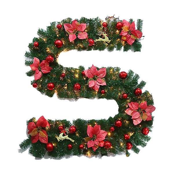 CAIROYAR Guirnalda de ratán para decoración navideña de 2,8 m con decoración para chimenea, luz artificial, adornos navideños de ratán N2s9, luces LED colgantes