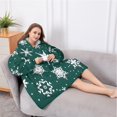 thumbnail image 5 of Oversized Wearable Blanket Hoodie,Green Christmas Snowflake Pattern Sherpa Blanket Hoodie with Super Pockets,Super Warm Fuzzy Pullover for Women & Men, 5 of 6