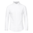 thumbnail image 1 of Camisa de vestir para hombre, ajuste regular, manga larga, con botones, para baile de graduación, camisa sólida blanco XL, 1 of 6