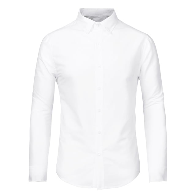 Camisa de vestir para hombre, ajuste regular, manga larga, con botones, para baile de graduación, camisa sólida blanco XL