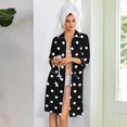 thumbnail image 5 of Lightweight Robes for Women Zipper 3/4 Sleeve Bathrobes for Women Zip Up Front Knee Length Polka Dot Loose Fit Pajama Sleepwear with Pockets Black XXL, 5 of 6
