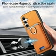 thumbnail image 6 of Phone Case for Samsung Galaxy S24 FE, Detachable Magnetic Card Bag, Ring Kickstand, PU Leather + TPU Material, Ultra Slim Shockproof Drop Protective Back Cover for Galaxy S24 FE, Yellow, 6 of 6