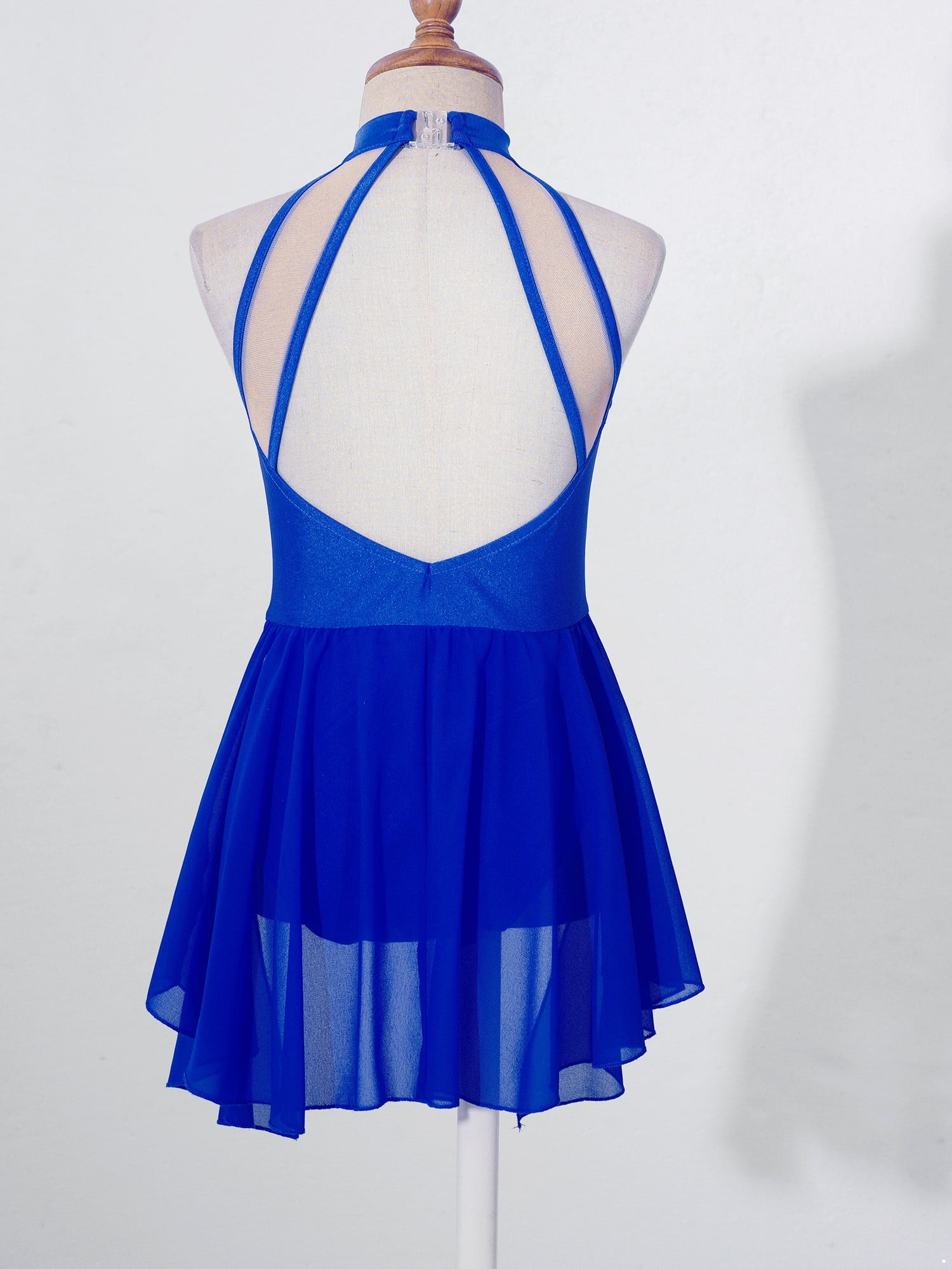 Alvivi Rhinestone Sleeveless Athletic Dance Dress for Kids Girls Figure Skating Competition Costume Royal Blue 10