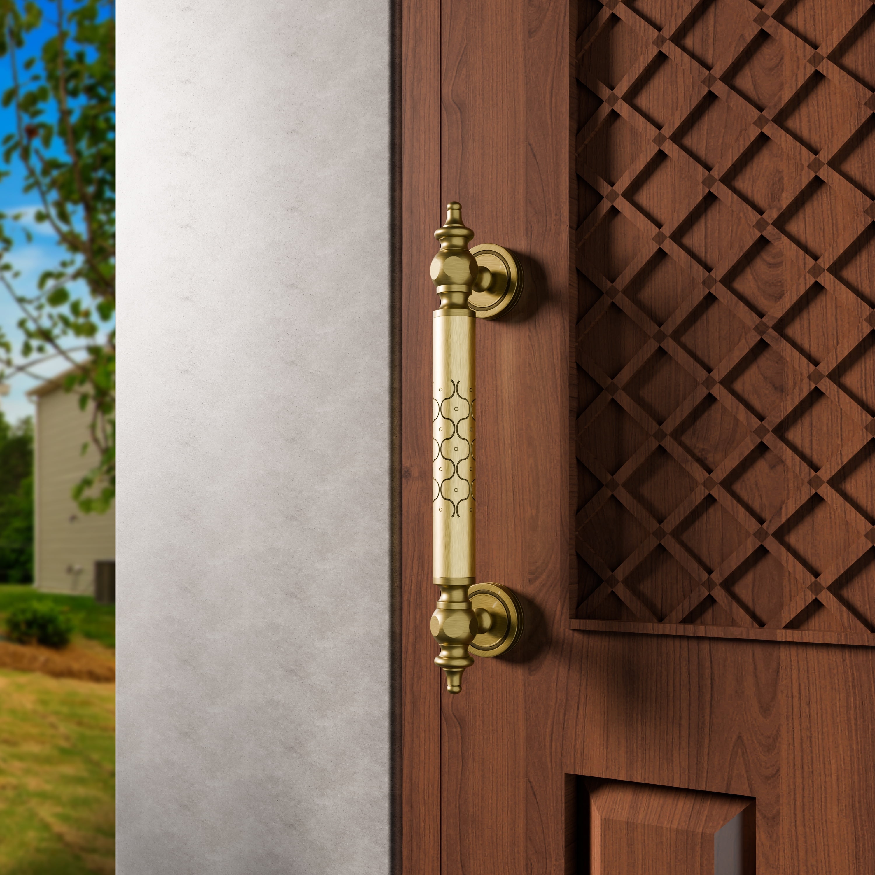 LARSON Quickfit Antique Brass Storm Door Outside Handle with