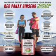 Korean Red Panax Ginseng 1200mg + Ginkgo Biloba - Extra Strength Root Extract Powder Supplement w/High Ginsenosides Vegan Capsules for Energy, Performance & Focus Pills for Men & Women