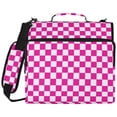 thumbnail image 2 of Zipper Binder with Shoulder Strap 2 inch 3 Ring Waterproof File Folder Organizer Bag 500 Sheet Pink and White Checkered, 2 of 8