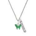 thumbnail image 1 of Delight Jewelry Silvertone Lime Green Butterfly with 2 Lime Green Crystals Silvertone Always My Sister Bar Charm Necklace, 23", 1 of 4