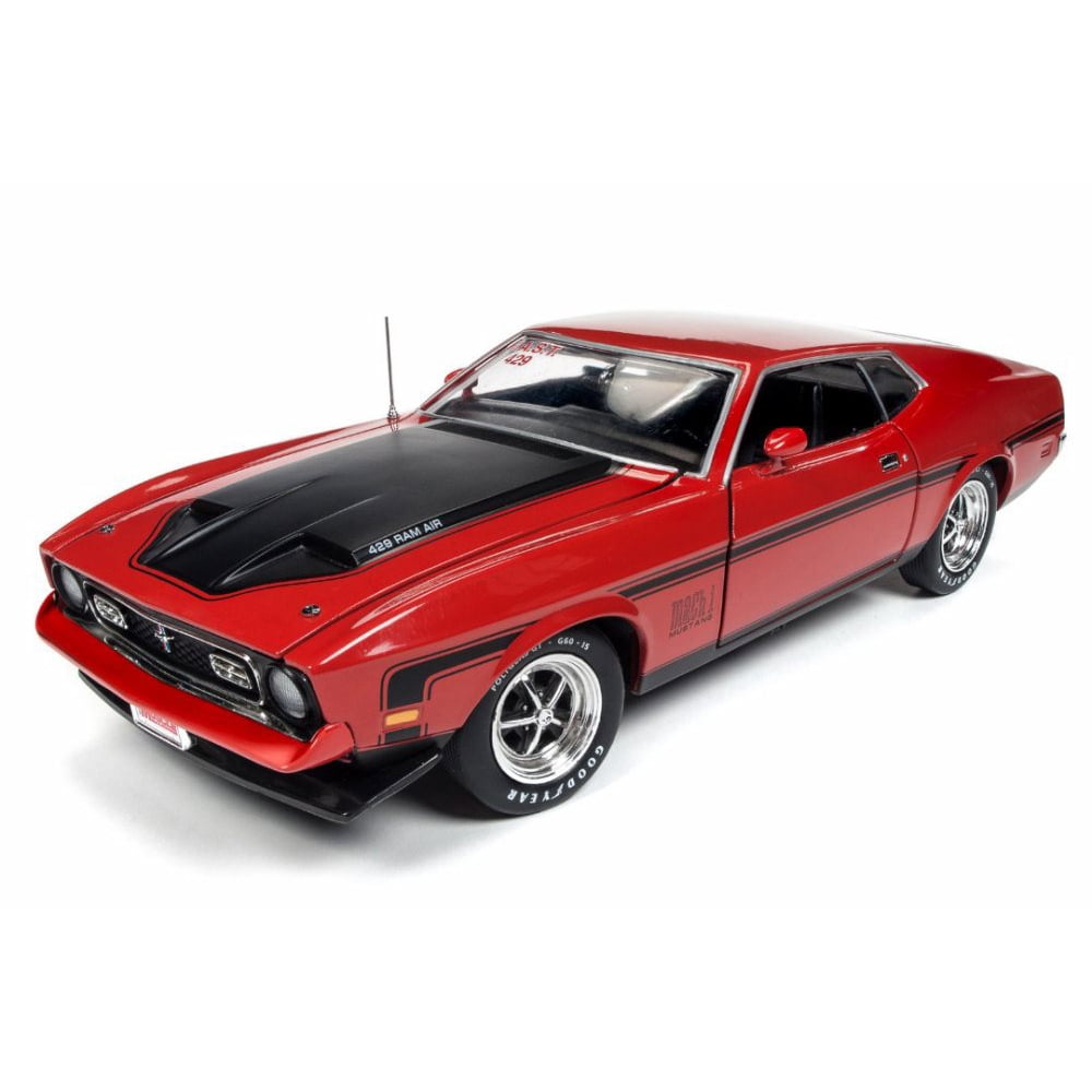 1971 Ford Mustang Mach 1 Hard Top, Bright Red - Auto World AMM1150 - 1/18 Scale Diecast Model