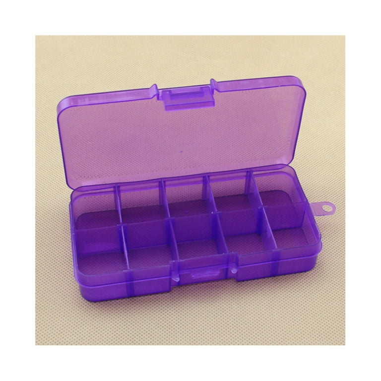10 Grids Clear Plastic Organizer Jewelry Storage Box with Removable Grid  Compartment Container for Beads Earrings New Purple