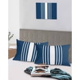 thumbnail image 5 of Navy Blue White Stripe Pillow Covers Standard Size 2 Pack, Modern Rustic Vertical Striped Soft Bed Throw Pillowcases Breathable Cooling Long Lumbar Body Pillow Sham Cover for Bed Sofa 20''x26'', 5 of 7