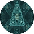 thumbnail image 1 of Ahgly Company Machine Washable Indoor Round Transitional Dark Cyan Green Area Rugs, 4' Round, 1 of 7