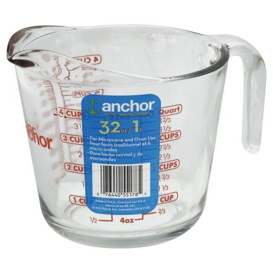 Anchor Hocking 4cup Decorated Glass Measuring Cup
