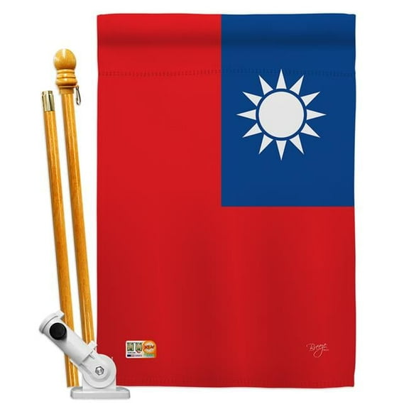 BD-CY-HS-108231-IP-BO-D-US14-BD 28 x 40 in. Taiwan Flags of the World Nationality Impressions Decorative Vertical Double Sided House Flag Set with Pole Bracket & Hardware