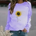 thumbnail image 2 of HKEJIAOI Chandail Graphique Tournesol Femme Manches Longues T-Shirt Décontracté Col Rond chandail Ample, c-Violet G, 2 of 4