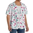 thumbnail image 2 of Pofeuu Tulips Flowers Print Mens Casual Short Sleeve Shirts Beach Summer Spread Collar Pocket Tops Men's Casual Short-sleeved Shirt-X-Large, 2 of 5
