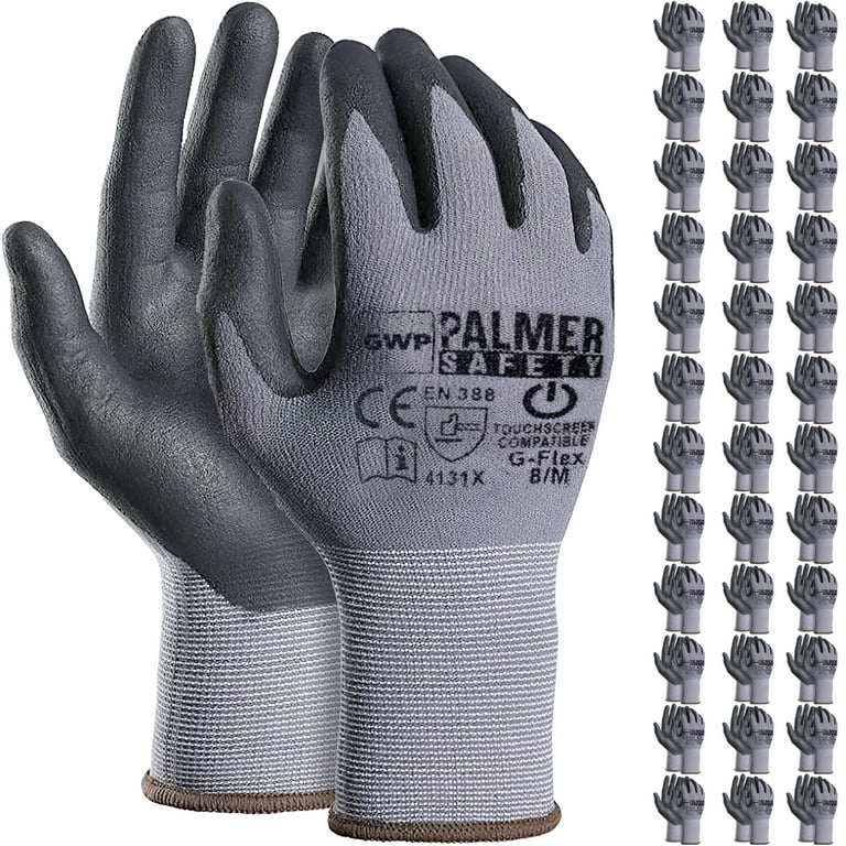 ATERET 36 Pairs XX-Large Safety Work Gloves I Microfoam Nylon Nitrile  Coated Seamless Knit Gloves I Working Gloves for Construction Warehouse  Home