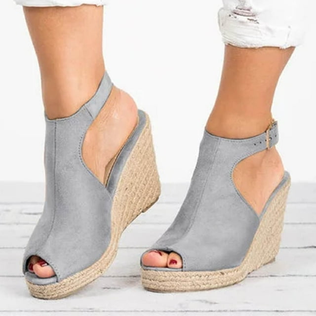 QTBIUQ Mode Femmes Unies Été Dames Sandales Confort Talon Compensé Décontractées Plage Chaussures