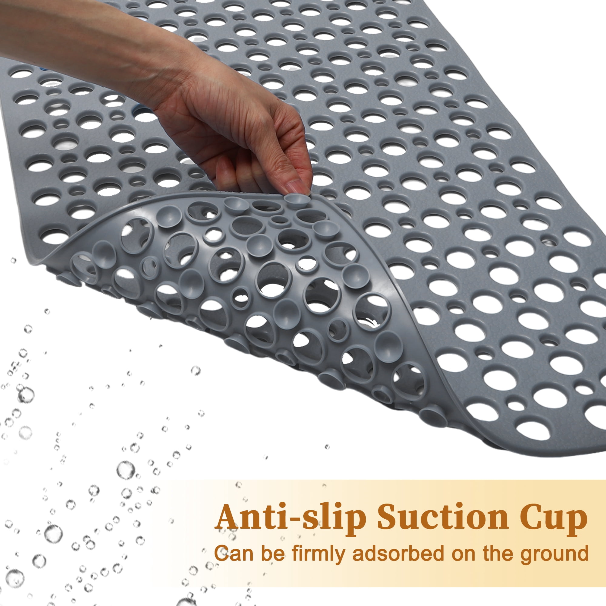 Unique Bargains Nonslip Bathtub Mat Bathtub Shower Mat Machine Washable Bath Mat for Tub Nonslip 34.65"x15.75" Grey