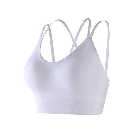 Annhoo Womens Strappy Sports Bra Cross Back Yoga Backless Full Coverage Cami Bralettes Seamless Workout Underwear