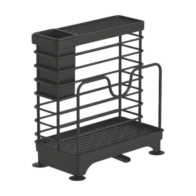 Estante de metal multifuncional para guardar cuchillos, soporte para tabla de cortar de encimera con jaula para palillos, organizador de montaje en pared sin taladro.