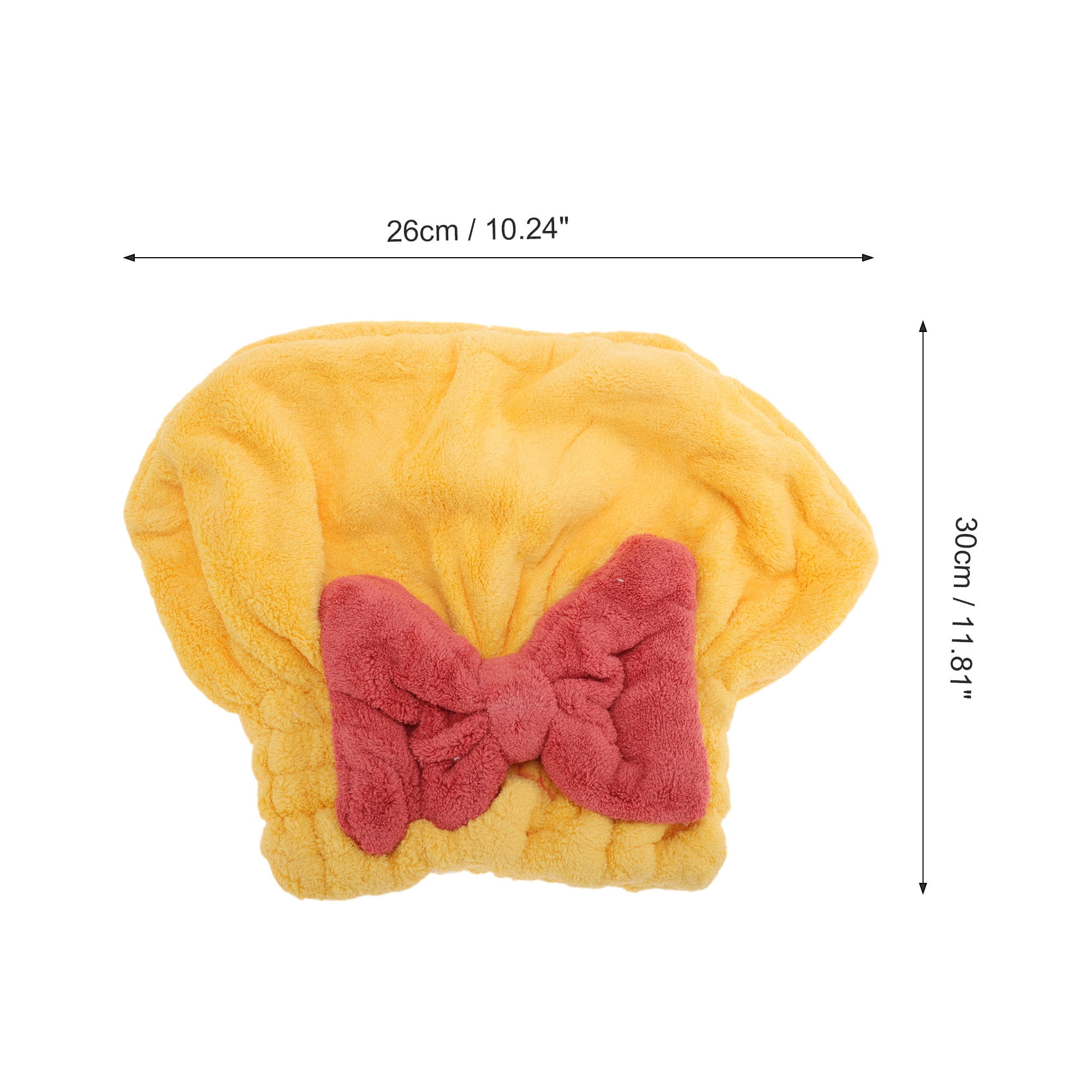 Unique Bargains 1pc Water-absorbent Bow Hair Drying Towel 10.24"x11.81" Yellow