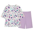thumbnail image 2 of Spazoro Little & Big Girls Leisure Outfit Sets, 2-Pieces Easter Crew Neck Summer Short Sleeve Shirt and Shorts Sets Purple Size 14 T, 2 of 9