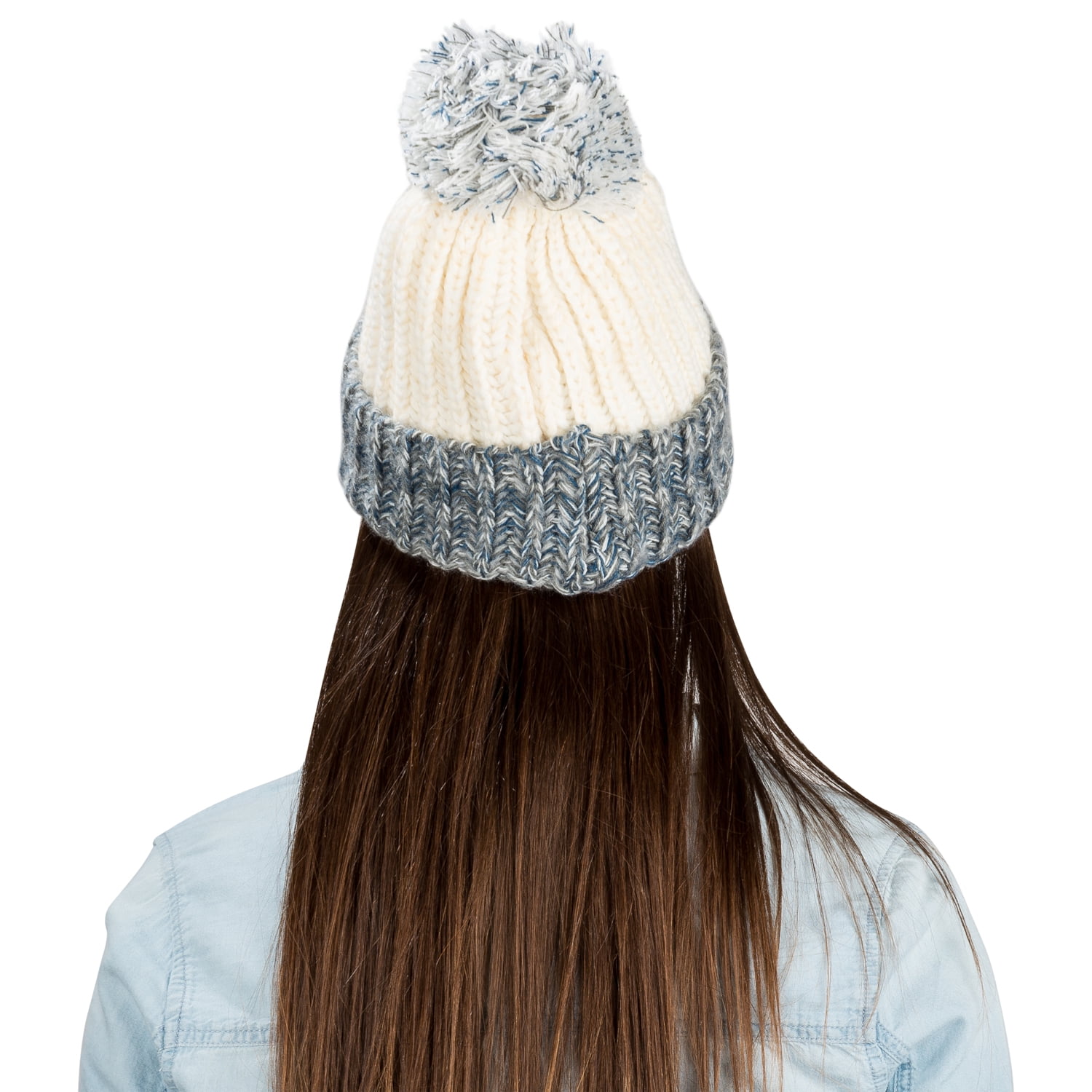 Women's Echo PomPom Warm Knitted Casual Beanie and Soft Plush Infinity Scarf Bundle