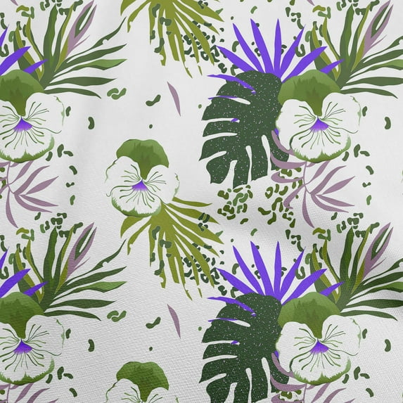 oneOone Polyester Spandex Light Green Fabric Tropical Floral Dress Material Fabric Print Fabric By The Yard 56 Inch Wide