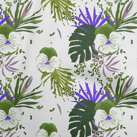 oneOone Polyester Spandex Light Green Fabric Tropical Floral Dress Material Fabric Print Fabric By The Yard 56 Inch Wide
