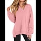 thumbnail image 1 of Sudaderas Oversize para Mujer, Camisetas de Larga con Cuello en V, Jersey Holgado, Atuendo de Otoño 2025. Rosa M, 1 of 8