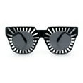thumbnail image 6 of Womens Art Nouveau Deco Thick Plastic Horn Rectangle Sunglasses All Black, 6 of 8
