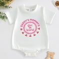thumbnail image 2 of Faraee Infant Baby Girl Summer Bubble Romper One Piece Newborn Short Sleeve Jumpsuit Toddler Oversized Bodysuit Clothes White 6-12 Months, 2 of 7
