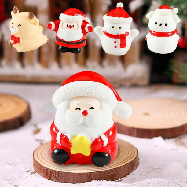 Mini Figuras Navideñas de Resina para Decorar Árboles de Navidad, Jardines, Bolas de Nieve y Fiestas | Papá Noel, Muñeco de Nieve y Alces Multicolor 1,2 X 1,2 X 0,98 Pulgadas 15 G (Laa251014005A)