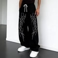 thumbnail image 2 of XIAONU Mens Tribal Print Sweatpants Oversized Full Length Drawstring Joggers Soft Gothic Street Bottoms, 2 of 4
