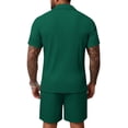 thumbnail image 4 of Uwinwear Men's Summer Beach Set Textured Striped Short Sleeve Shirt and Drawstring Athletic Shorts Set Casual 2 Piece Outfit,Dark Green,L, 4 of 4