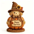 thumbnail image 2 of Fall Scarecrow Pumpkin Figurine Set 3 Piece, Resin Tabletop Decor with Welcome Fall and Happy Signs, Vintage Straw Maple Sunflower Statue for Mantel Shelf and Porch, Thanksgiving Halloween Gift, 2 of 6