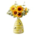 thumbnail image 6 of Bee Shaped Flower Vase, Yellow Resin Decorative Vase with Daisy and Bee Design, Rustic Farmhouse Tabletop Floral Container for Home Living Room Kitchen Office Decor, 6 of 9