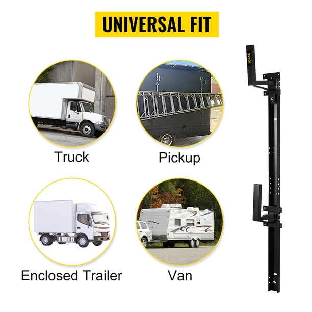 VEVOR Estante de escalera para remolque, apto para pared lateral exterior de remolque cerrado, estante de escalera de montaje lateral de acero ajustable de 2 barras con capacidad de 441 libras