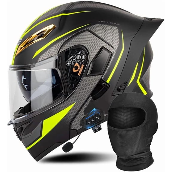 Modular Bluetooth Motorcycle Helmet DOT/ECE Approved Flip Up Full Face Dual Anti-Fog Visors Built-in MP3 for Adults Men Women S-XXL 55-64cm